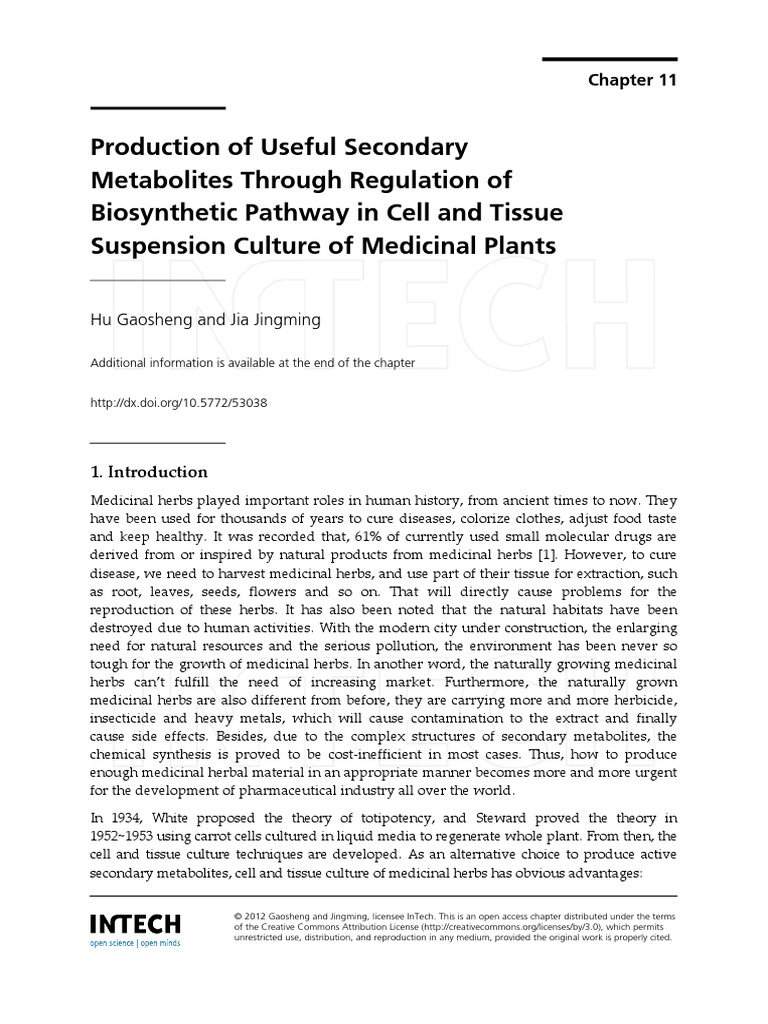 Production of Useful Secondary Metabolites Through Regulation of ...