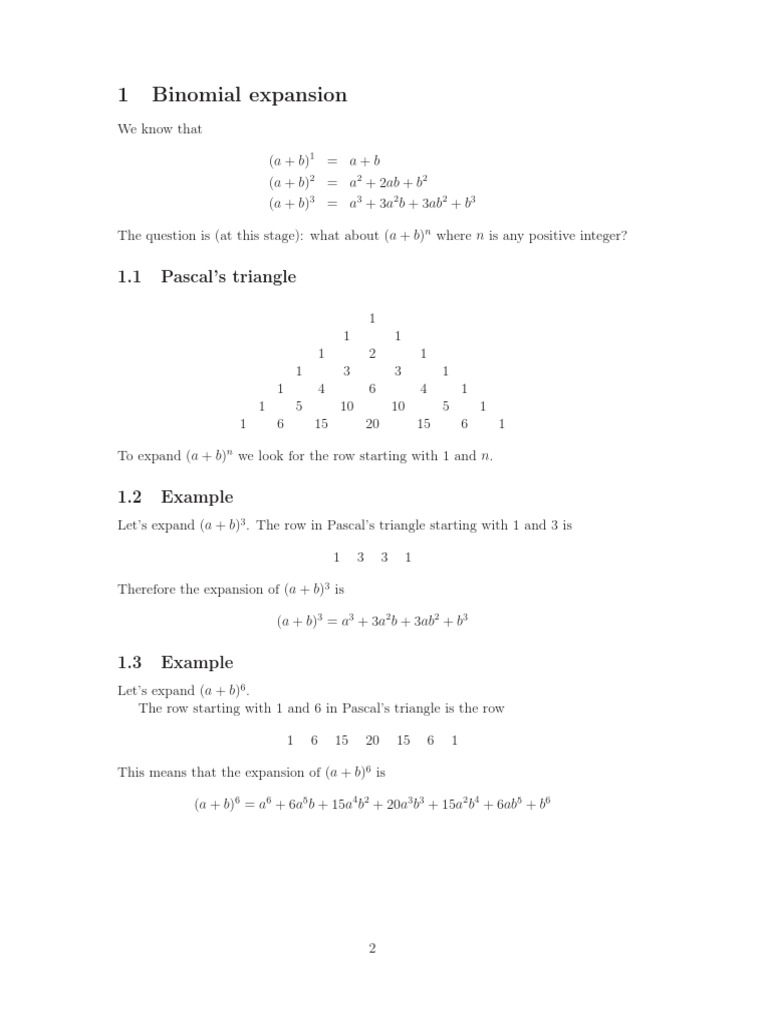 Binomial Expansion Basics | PDF