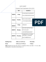 Date Sheet Class XI (Second Term Examination 2014-2015) : Physics/Accountancy/ Pol - Science/Sociology