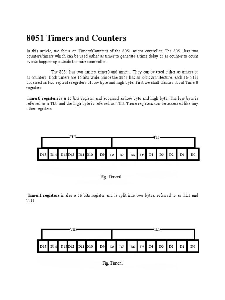 8051 Timers and Counters: Timer0 Registers Is A 16 Bits Register and ...