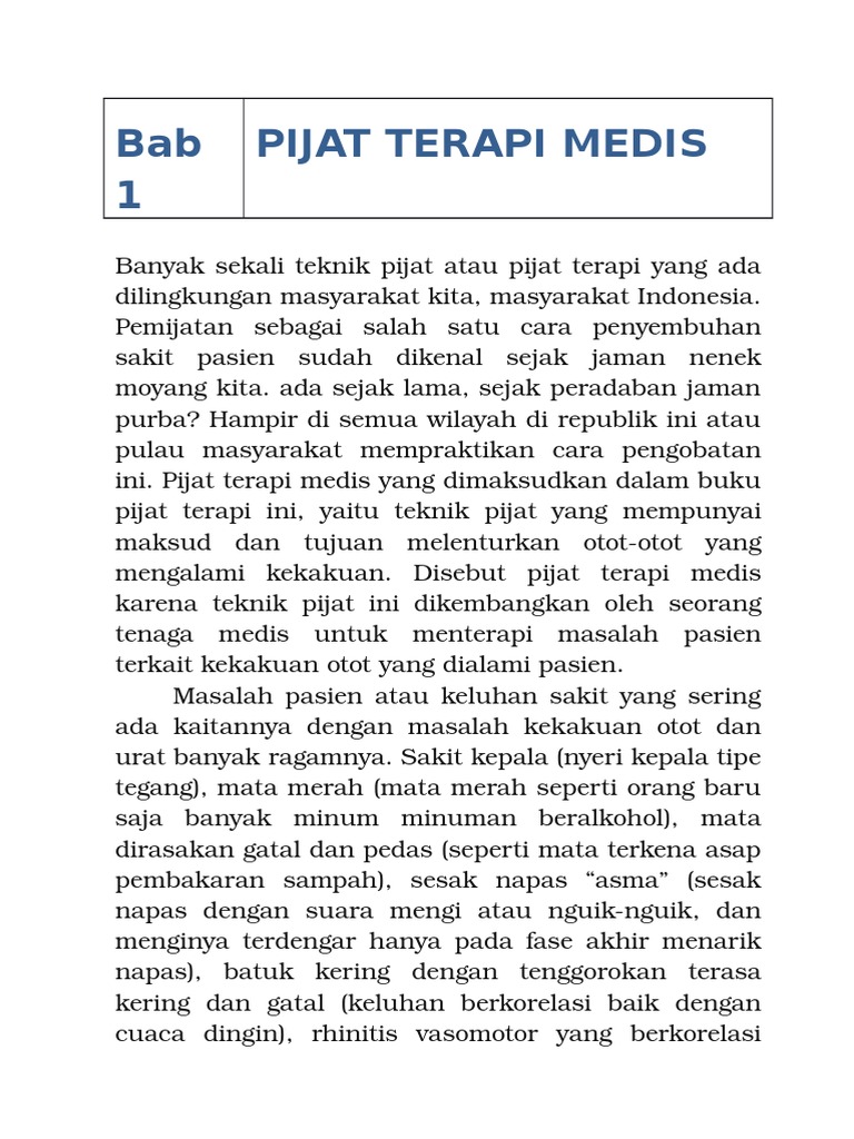 Pijat Terapi Medis untuk Otot Kaku | PDF