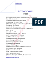 10 Chapter Electrochemistry MCQS PDF