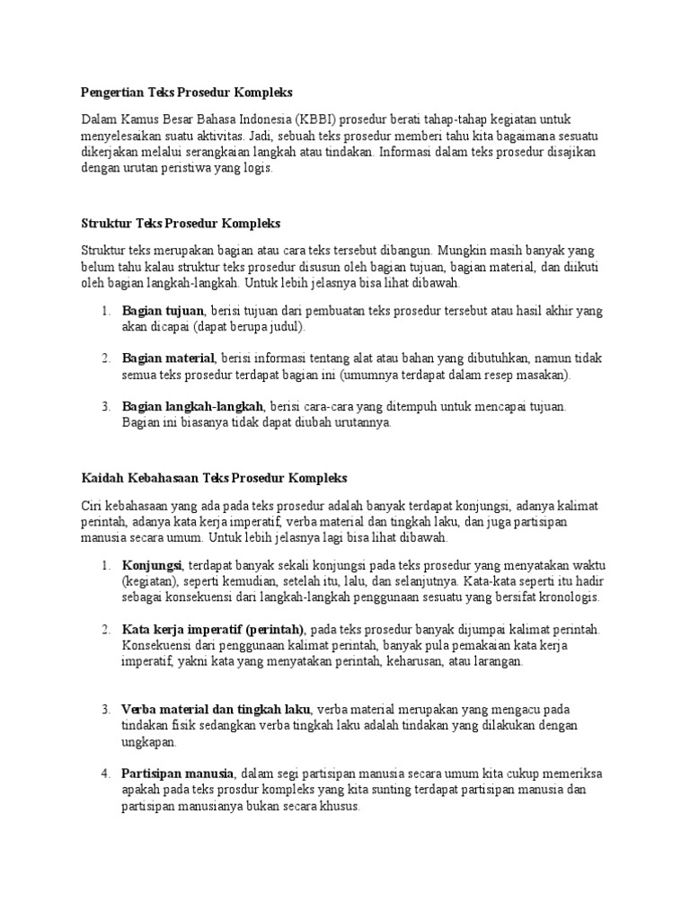 Pengertian Teks Prosedur Kompleks Pdf