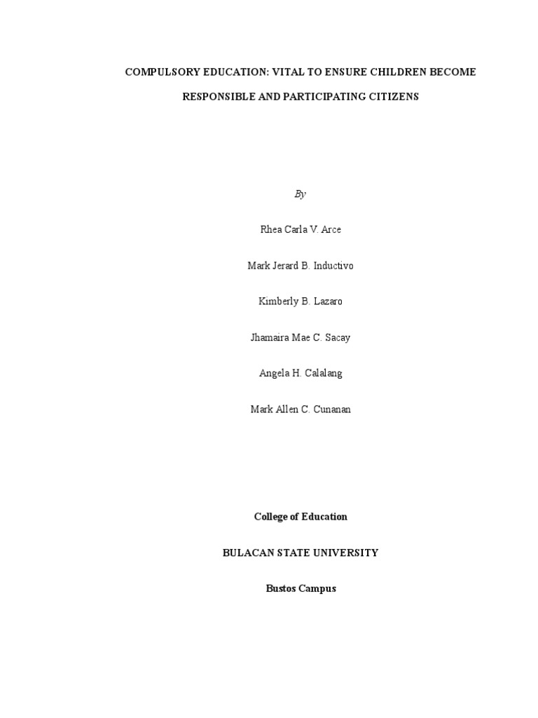 Importance of Compulsory Education | PDF