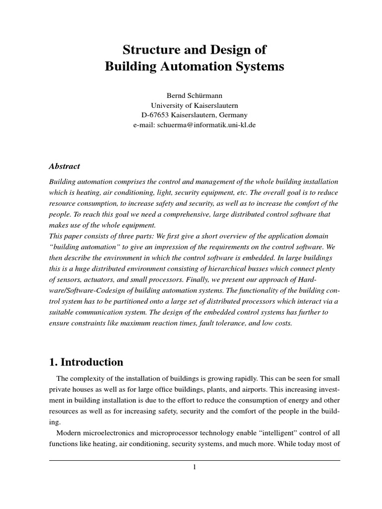 Structure and Design of Building Automation Systems | PDF | Automation ...