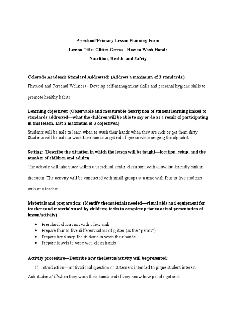 Health Lesson Plan Educational Assessment Lesson Plan