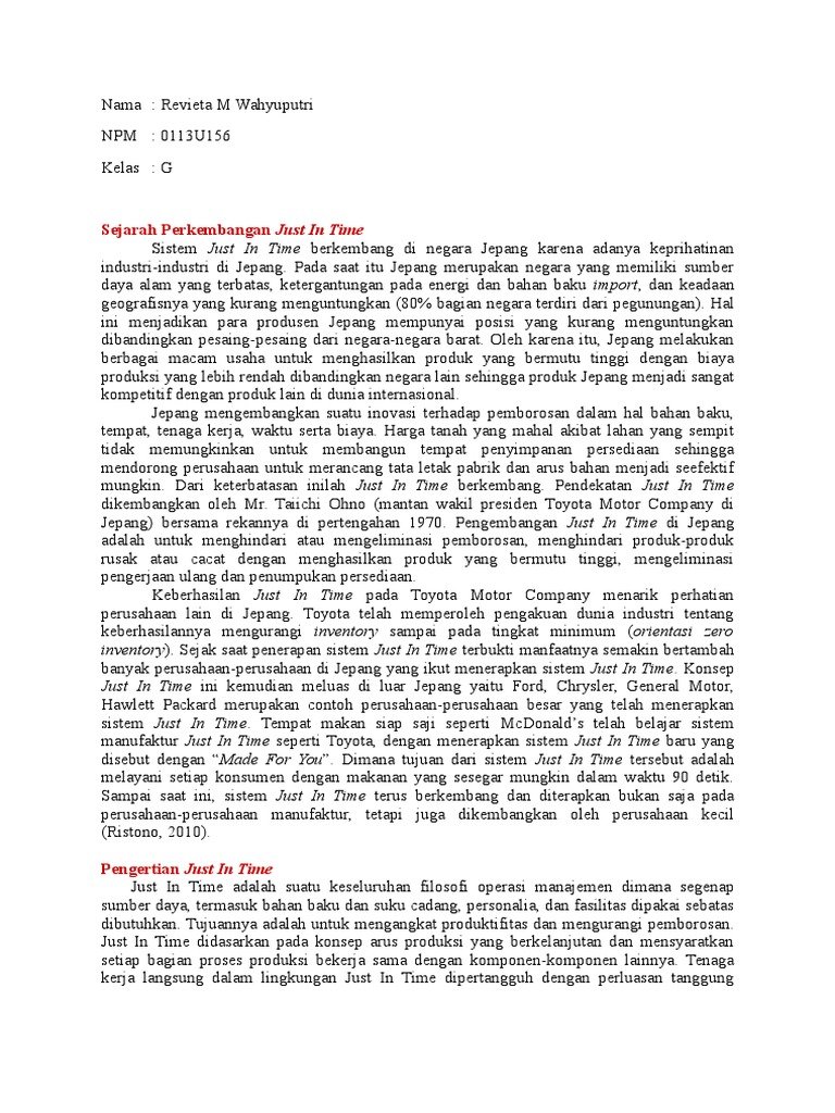 Sejarah dan Konsep Just In Time | PDF