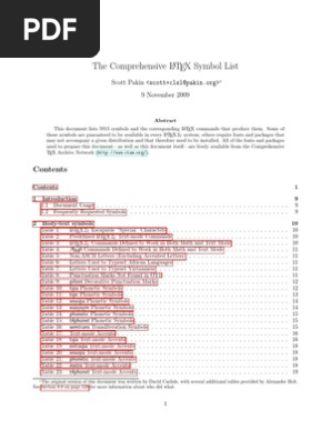 The Comprehensive Latex Symbol List Text Typography