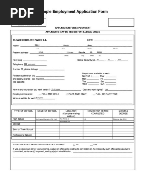 employment application