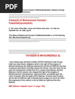  Rejection of Muhammed Hussein FadlAllah(lanatullah)'s fatwa(2) through Traditions of Masumeen(as).