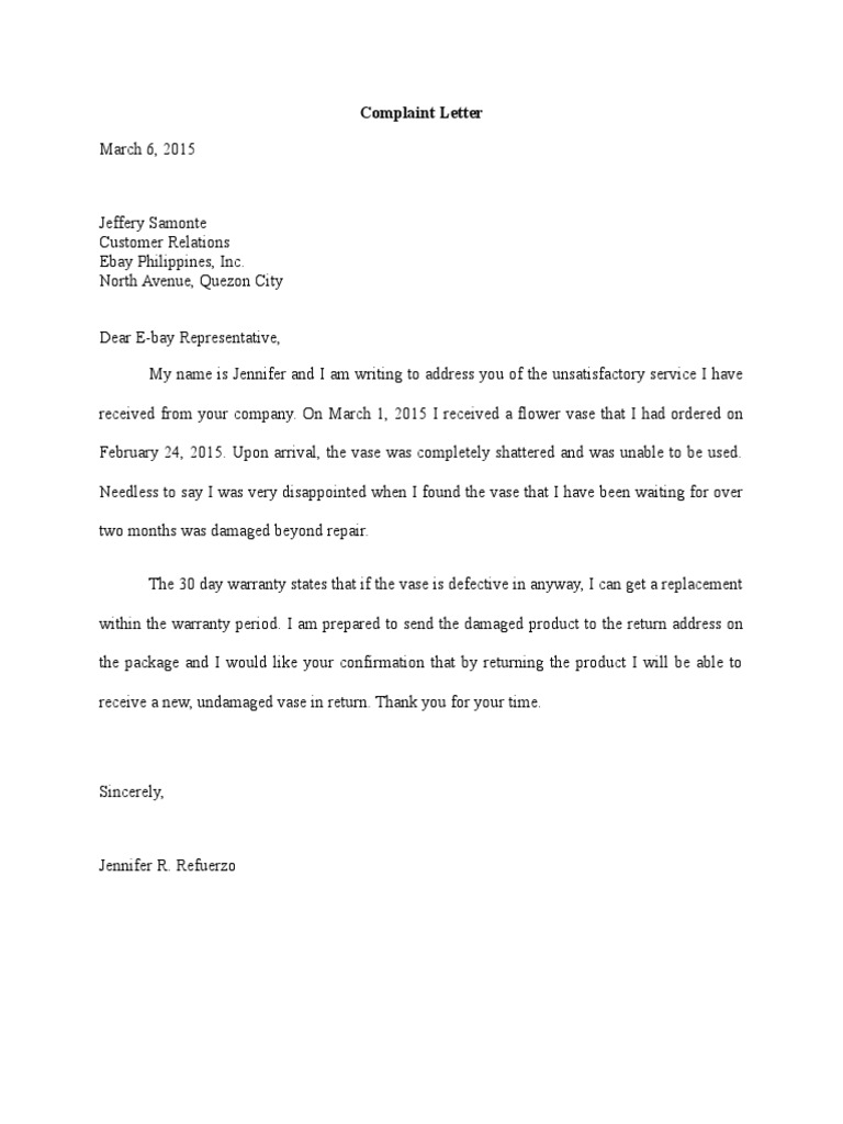 Complaint Letter  PDF