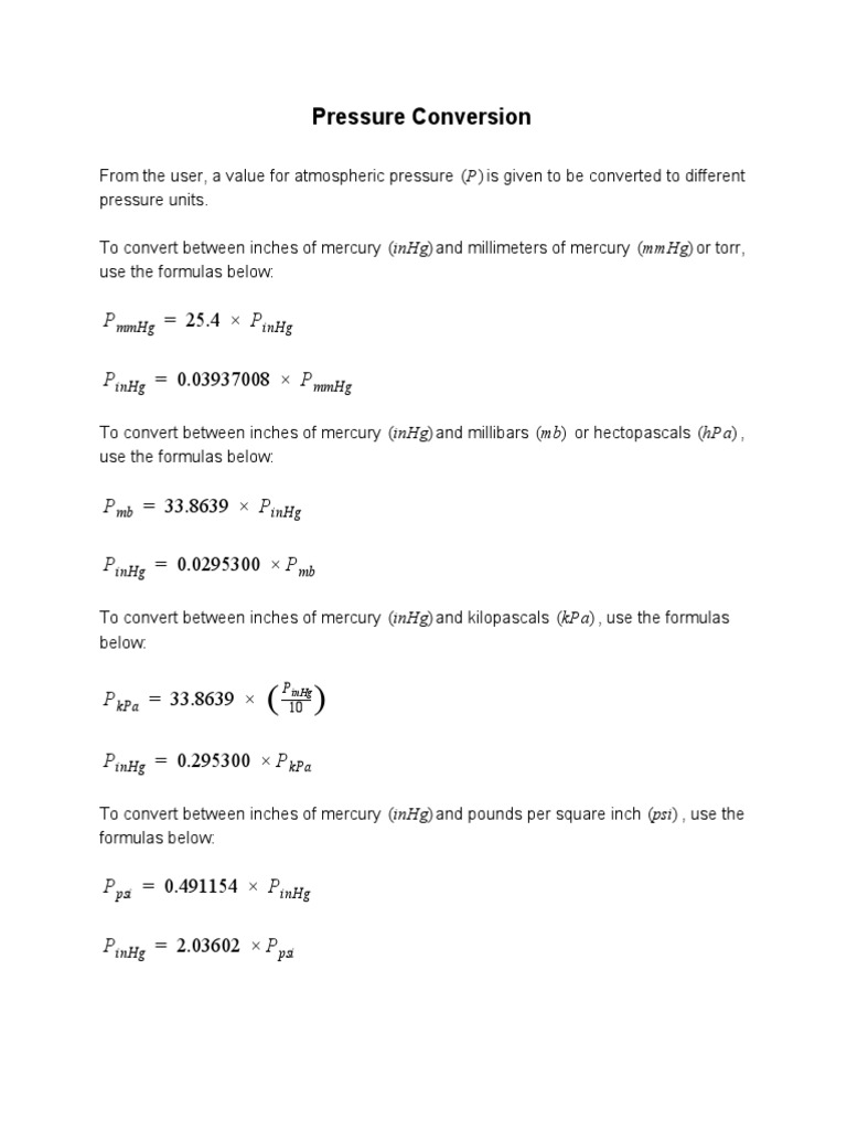 Easy Conversion of Pressure | PDF
