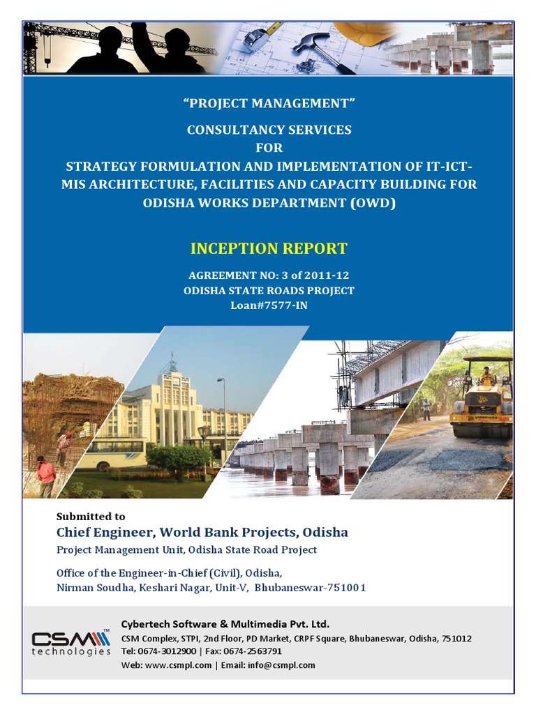 Odisha State Road Project Inception Report | PDF | Project Management ...