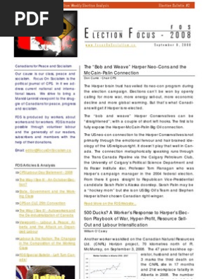 Focus On Socialism: FOS Election Focus - 2008 - Week 2