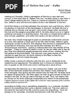Kafka's cynical view of law in "Before the Law