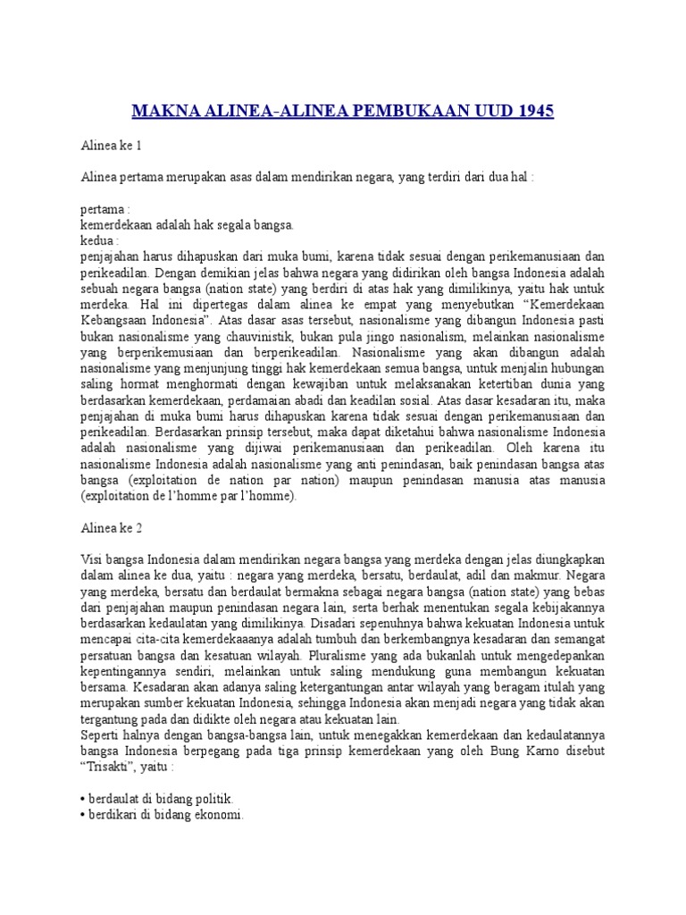 Makna Alinea Alinea Pembukaan Uud 1945 A