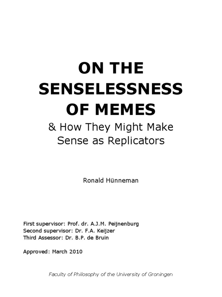 Hünneman - On The Senselessness of Memes | PDF | Meme | Internalism And ...