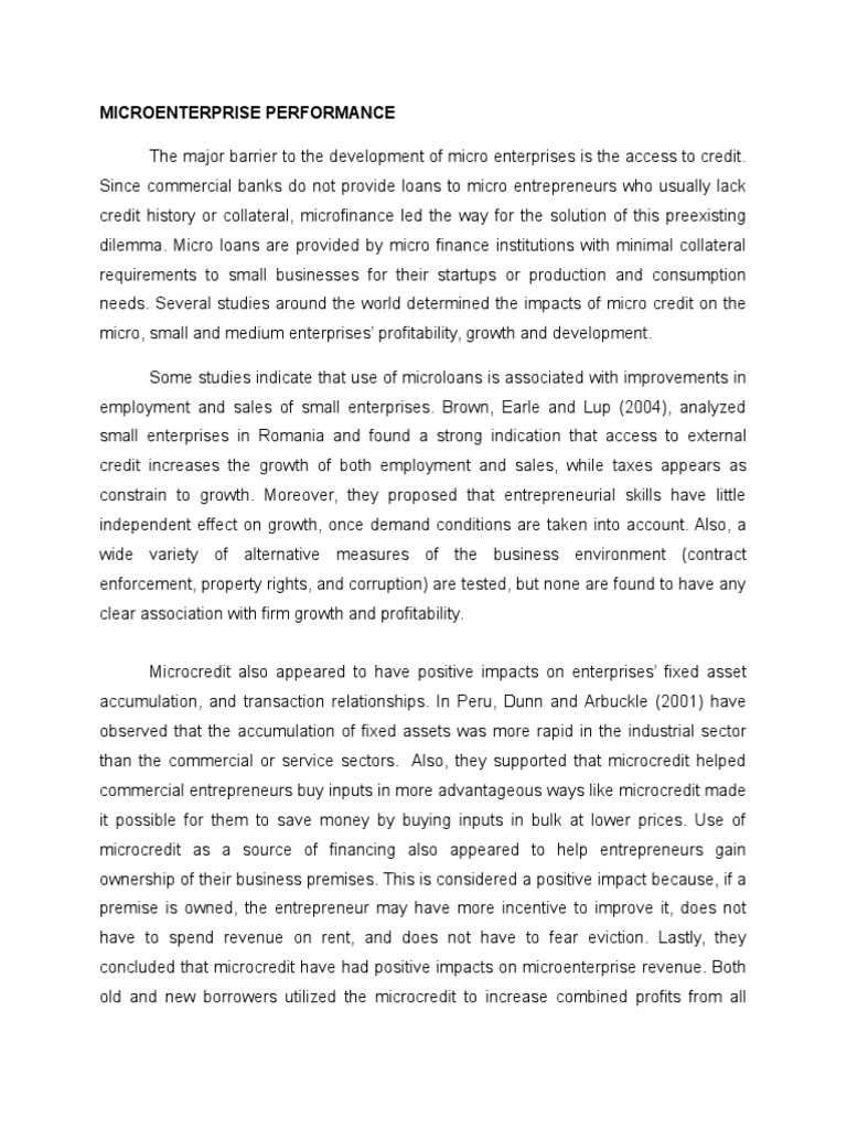 RRL Performance Thesis Sssssssss | PDF | Microcredit | Microfinance