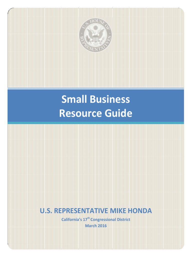 Congressman Honda's Small Business Resource Guide | PDF | Small ...