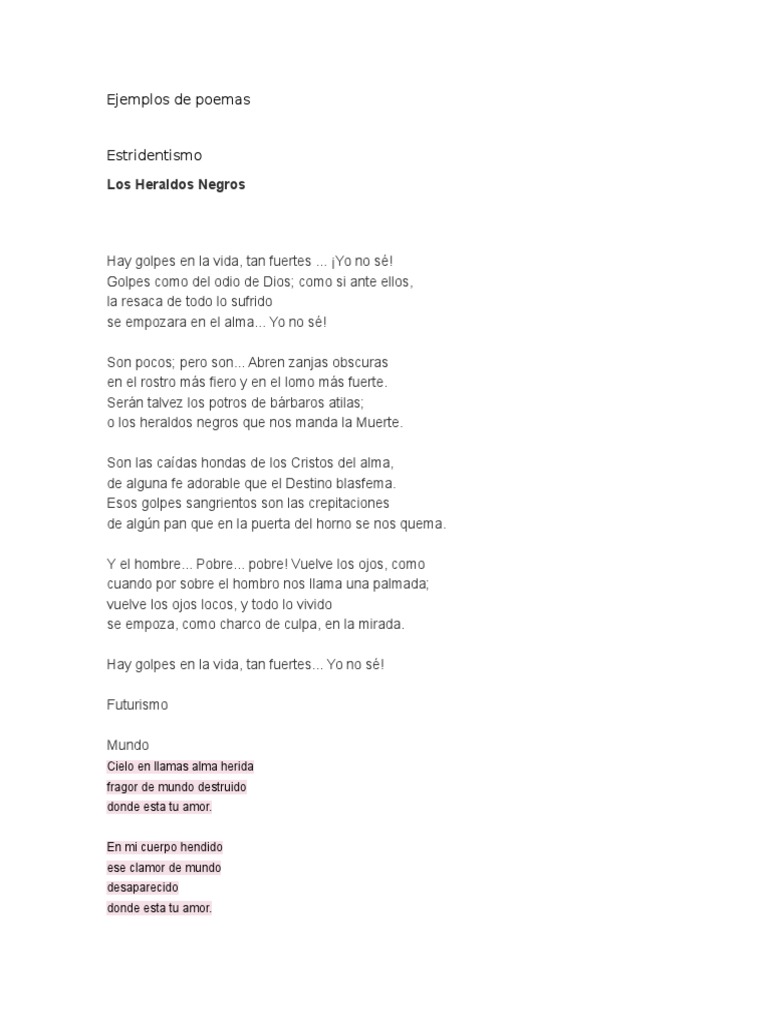 Ejemplos de Poemas Vanguardistas Religión y creencia
