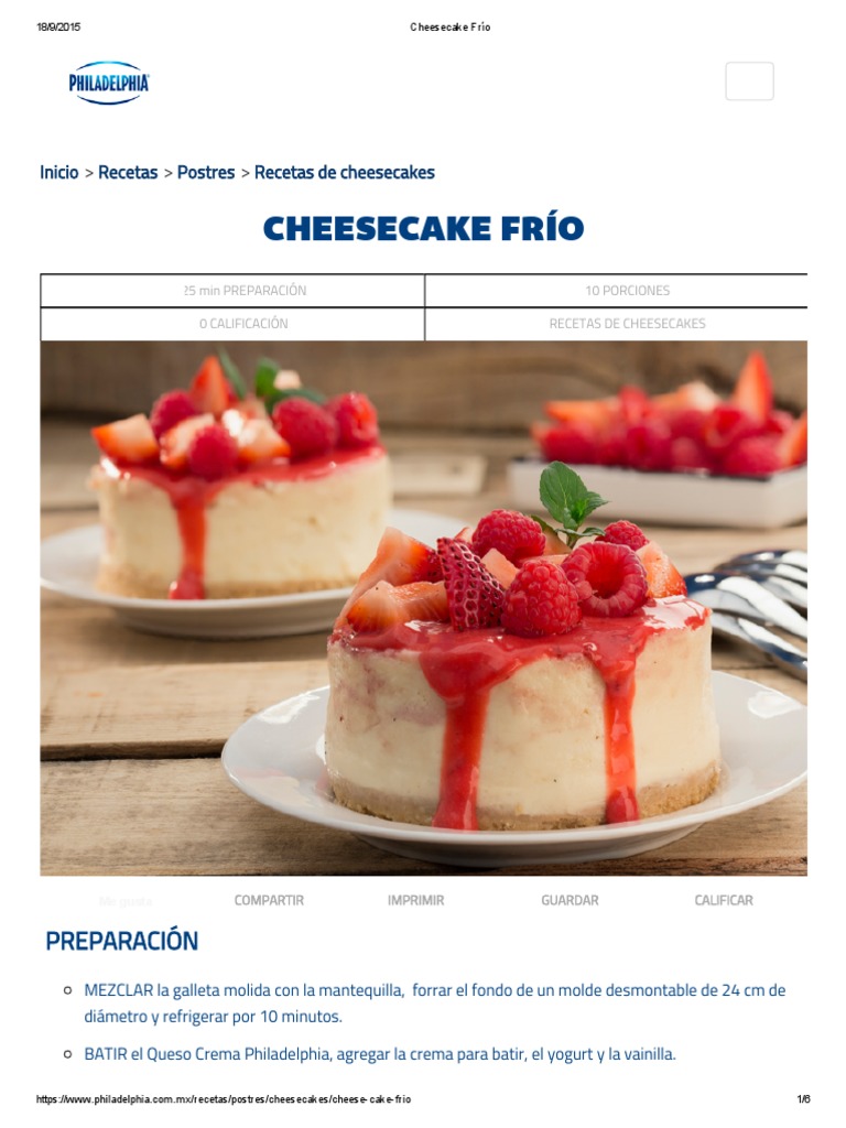 Cheesecake Frío | PDF | Tarta de queso | Crema