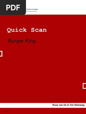Burger King Quick Scan Pdf Fast Food Restaurants Corporate Social Responsibility