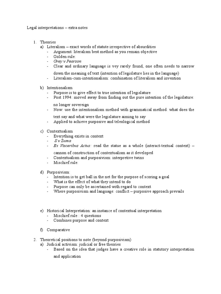 Legal Interpretations - Extra Notes | PDF | Statutory Interpretation ...