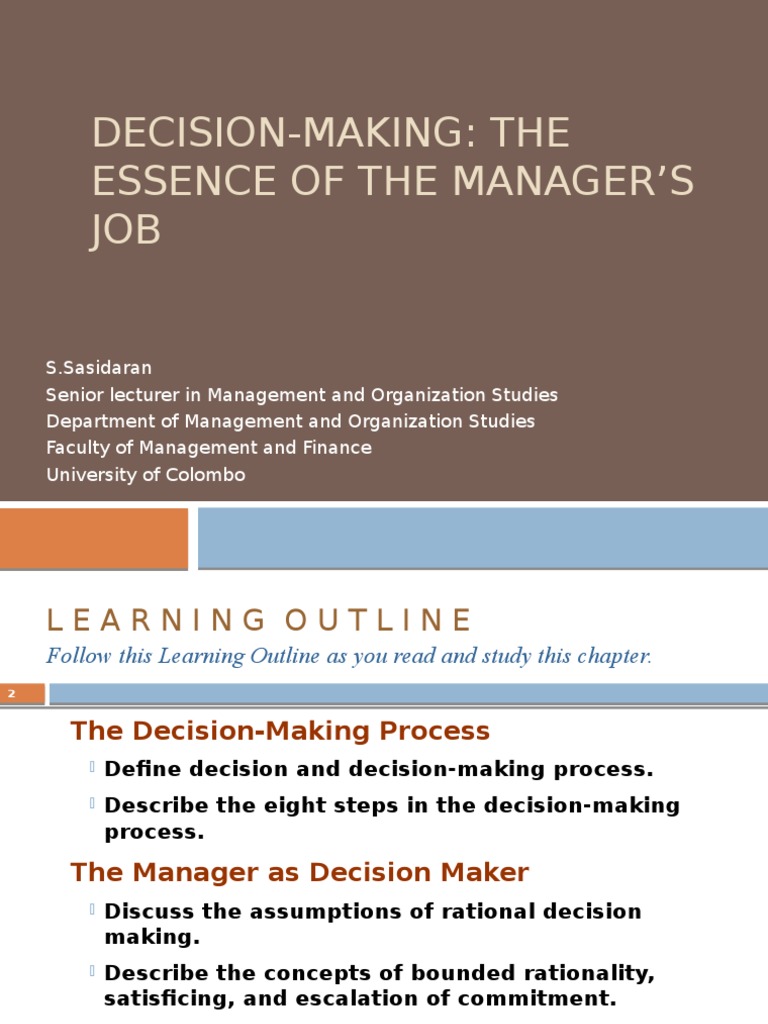Managerial Decision-Making Essentials | PDF | Bias | Decision Making
