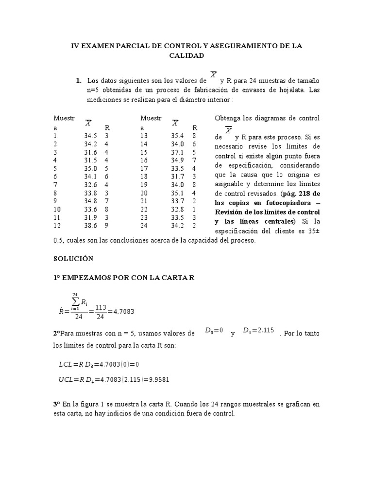 Análisis de Control de Calidad en Procesos | PDF | Gestión de proceso ...