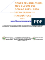 Planeación Bimestre 2 de Sexto año Materia Matemáticas