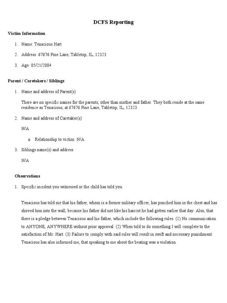 DCFS Report on Child Abuse Case | PDF | Wellness