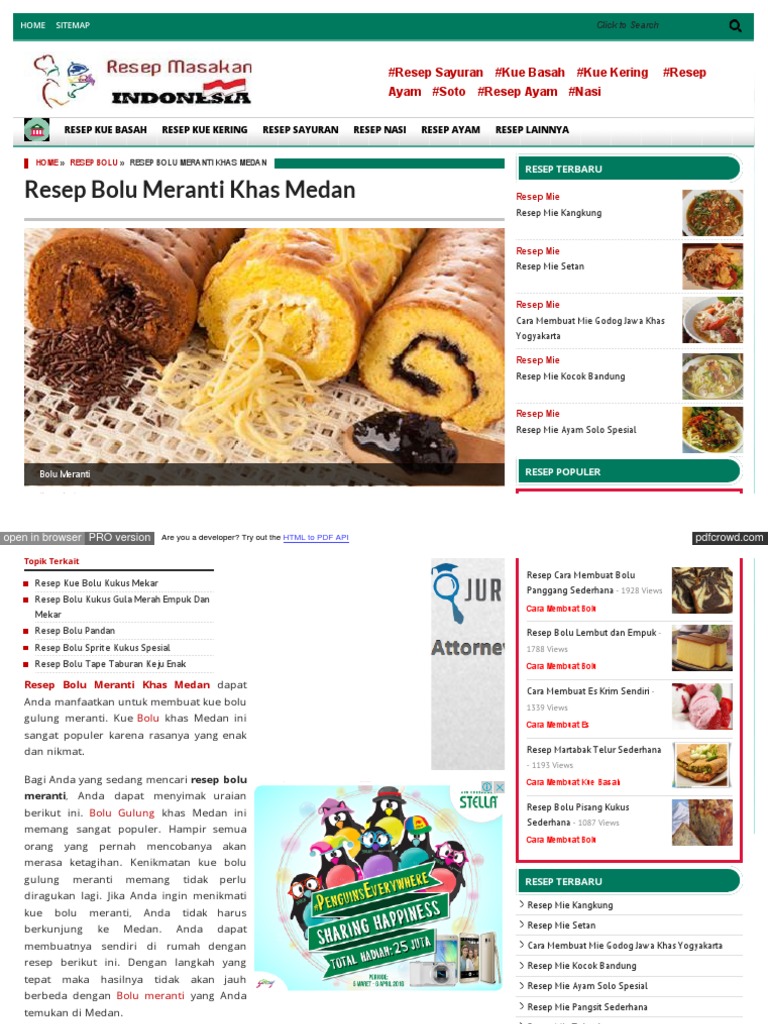 Resepindonesia Net Resep Bolu Meranti Khas Medan | PDF | Memasak ...