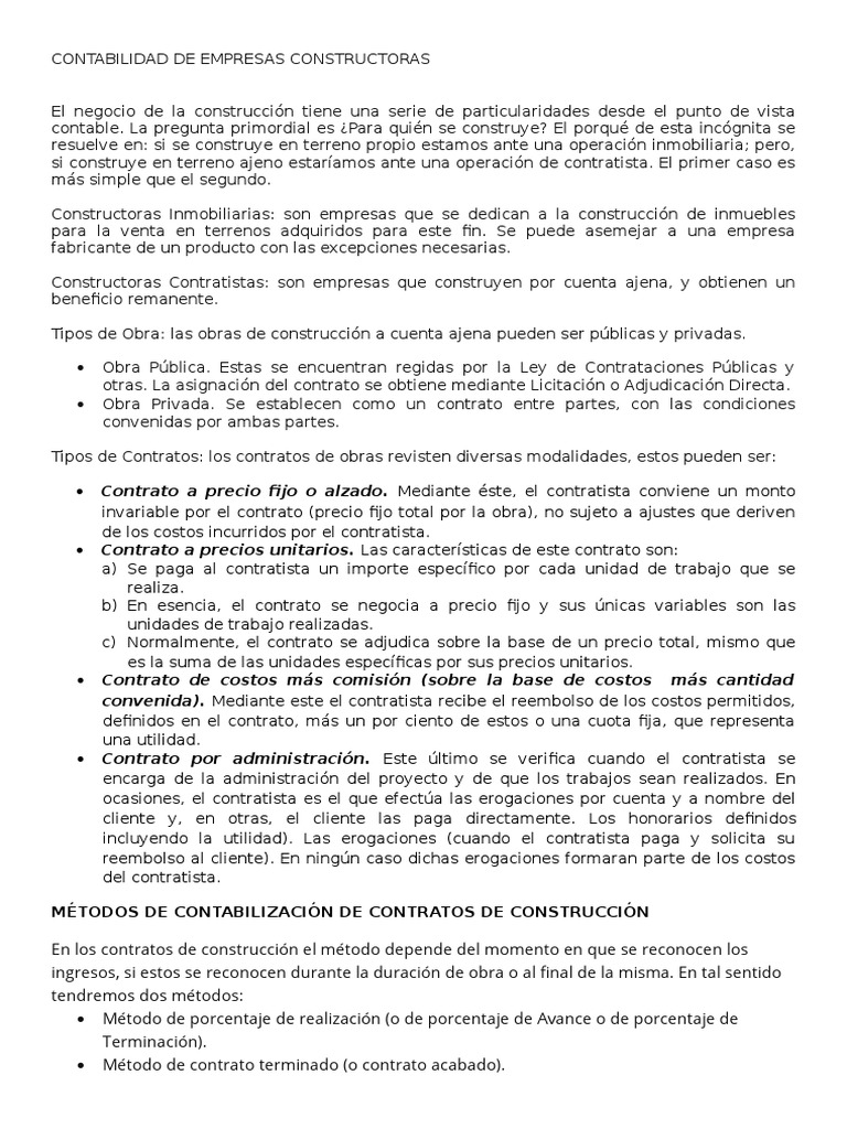 Contabilidad De Constructoras Guia Pdf Contabilidad Negocios