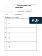 Unit 1: Engineering Mathematics Work Sheet 1: Differentiation Name: - Date: - Candidate No: - Marks