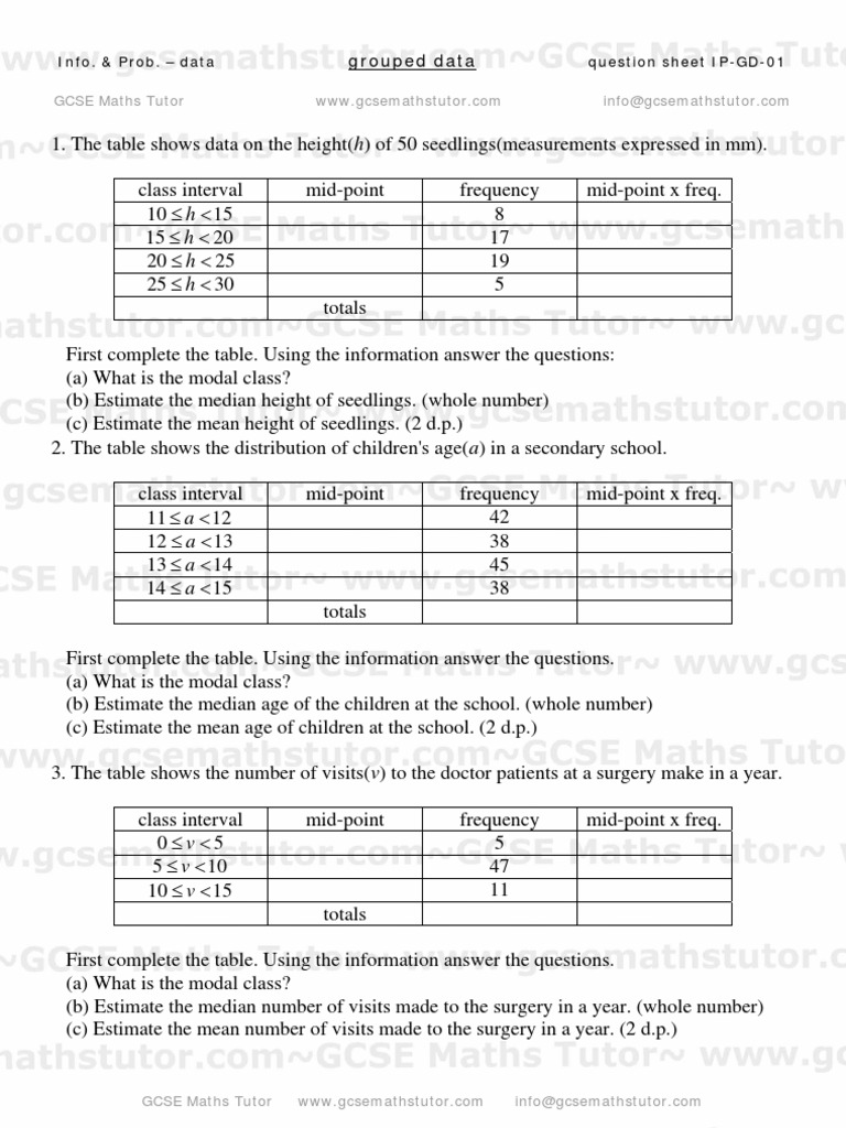 Worksheets Measure Of Central Tendency Worksheet measures of central tendency worksheet worksheets grade 7 free printable tests and