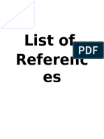 Cover Page- List of References