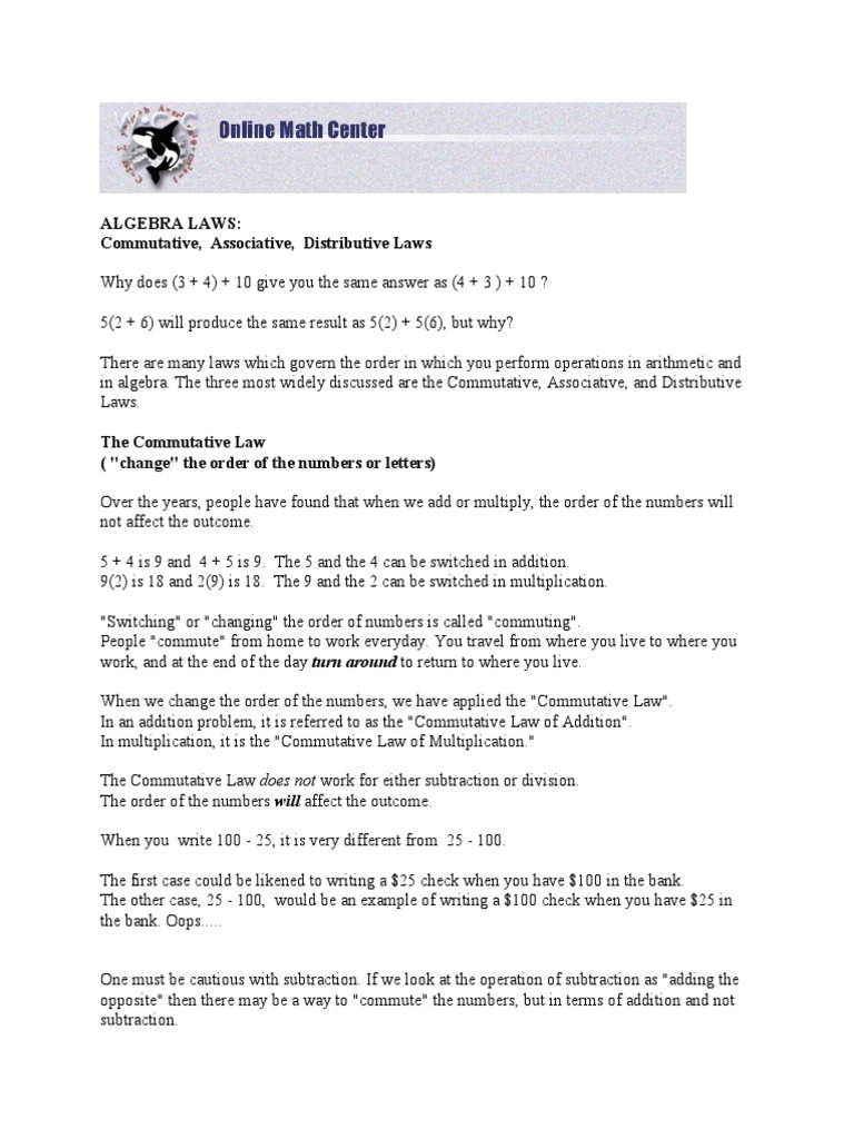 Algebra Laws Faqpdf | PDF
