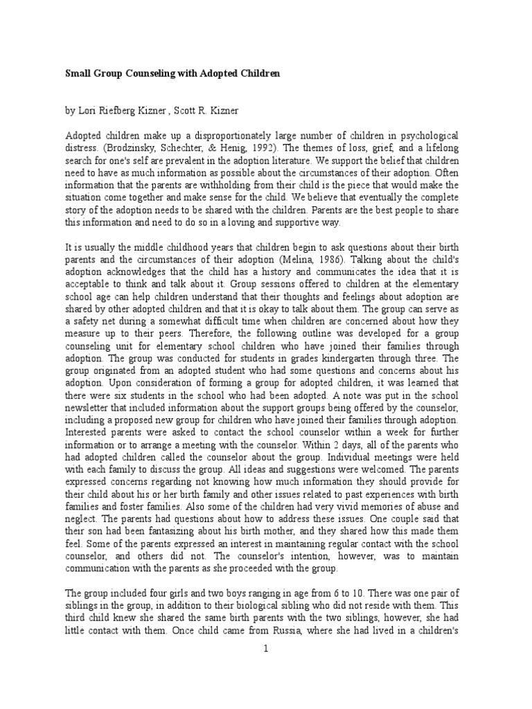 Small Group Counseling With Adopted Children | PDF | Adoption | Parent