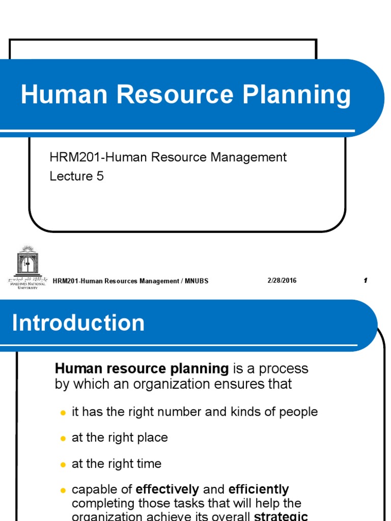 Lecture 5 - Human Resource Planning PDF | PDF | Human Resources | Human