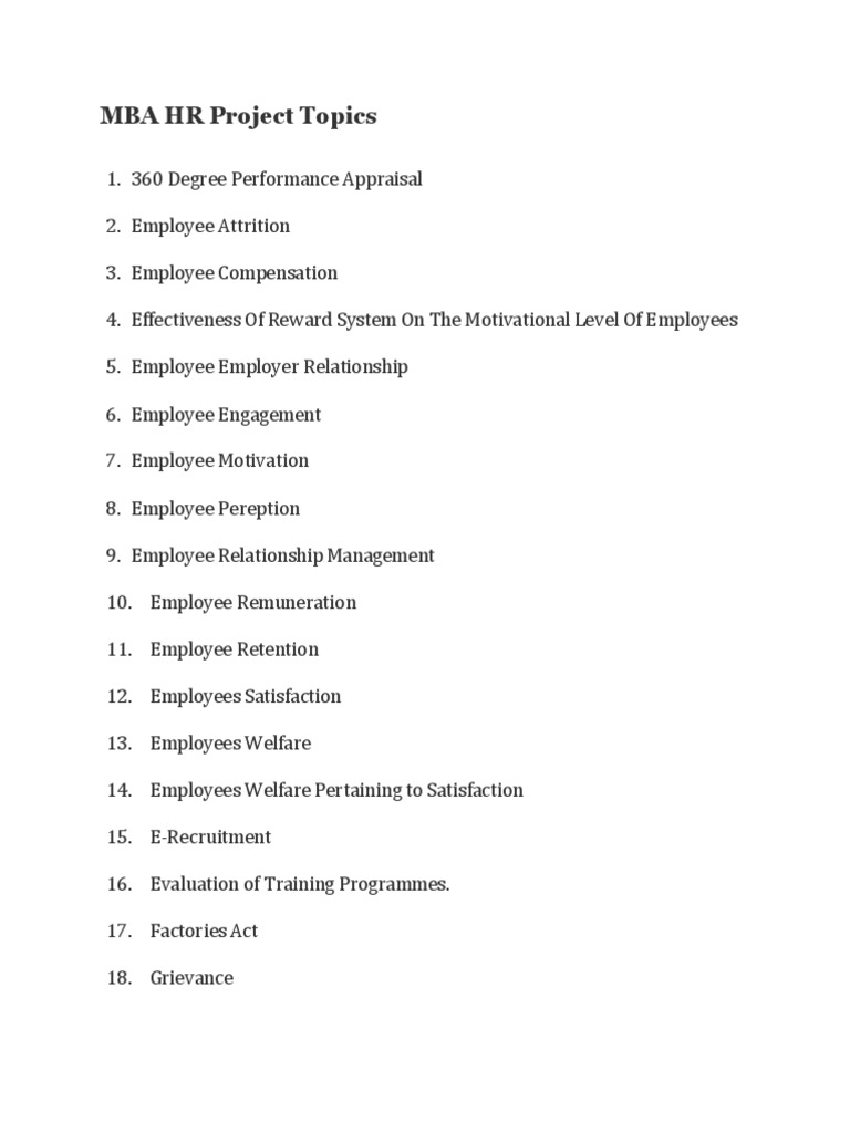 mba hr dissertation projects download