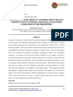 Hazard Analysis Critical Control Point (Haccp) Certification of Micro and Small Scale Food Companies in The Philippines