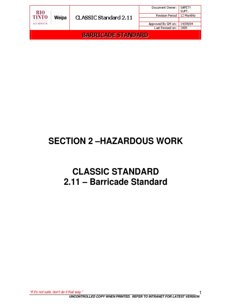 Barricade Standard Pdf Traffic Safety