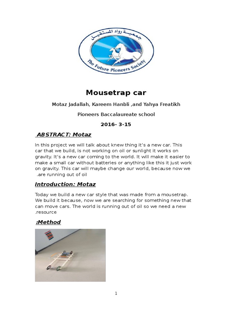 mouse trap car essay