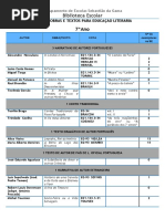 7º Ano-lista de Obras e Textos Para Educação Literária