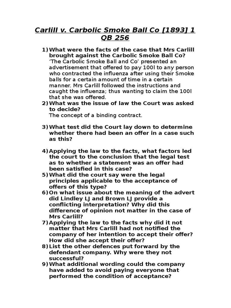 Carlill V Carbolic Smoke Ball Case PDF