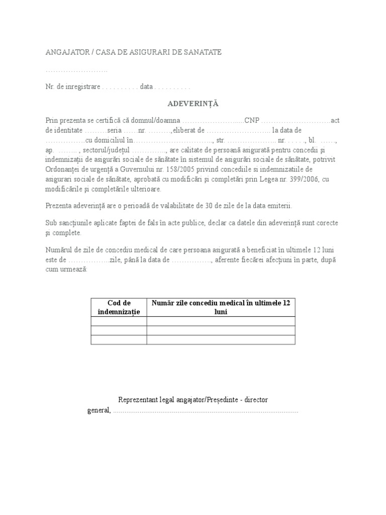 Adeverinta Acordare Concediu Medical Valabila In 2016