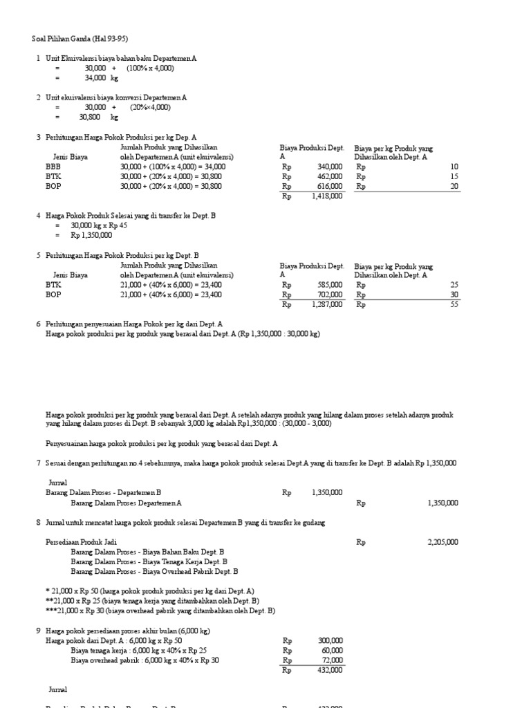 Akuntansi Biaya Soal Pilihan Ganda