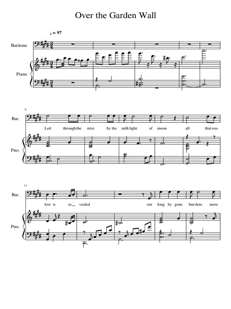 Into the Unknown Full Version Over the Garden Wall Piano and Vocals