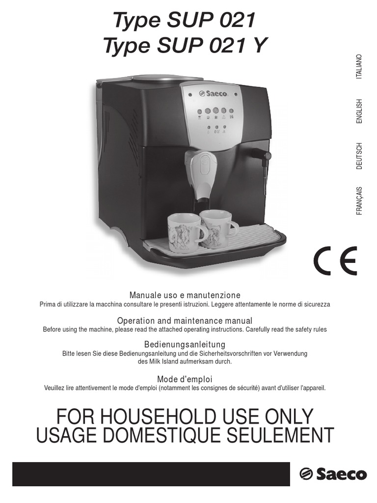 User Manual Saeco Incanto Classic (SUP 021) PDF Coffee Compatibility