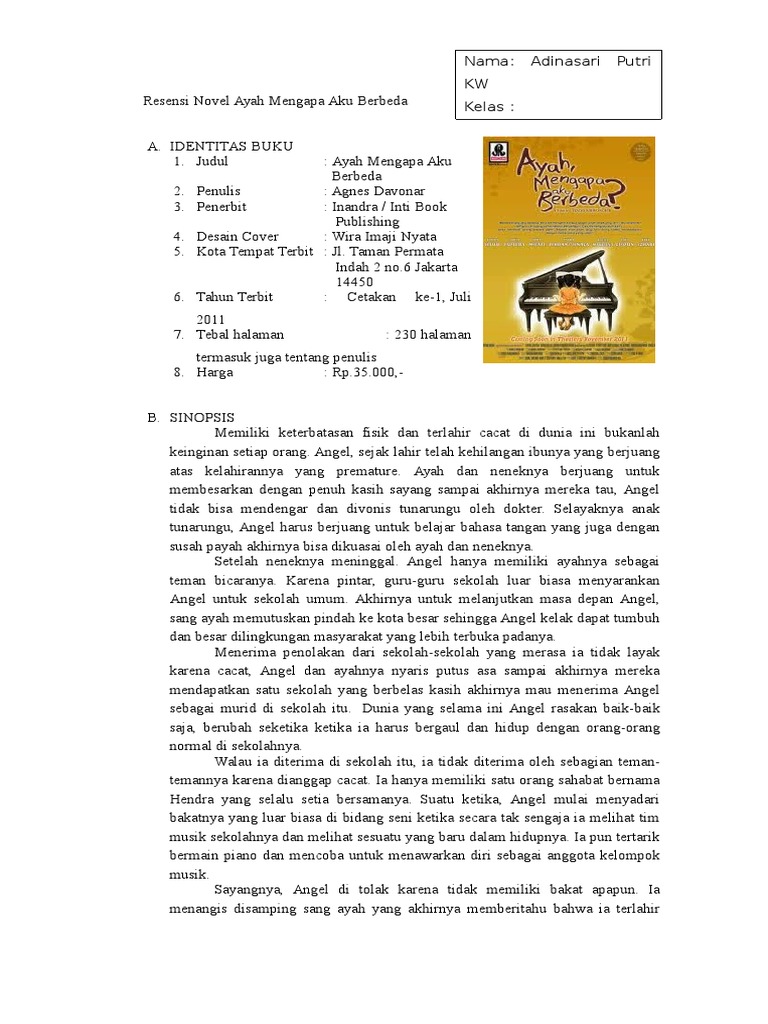 Teks Ulasan Novel Ayah Mengapa Aku Berbeda Serta